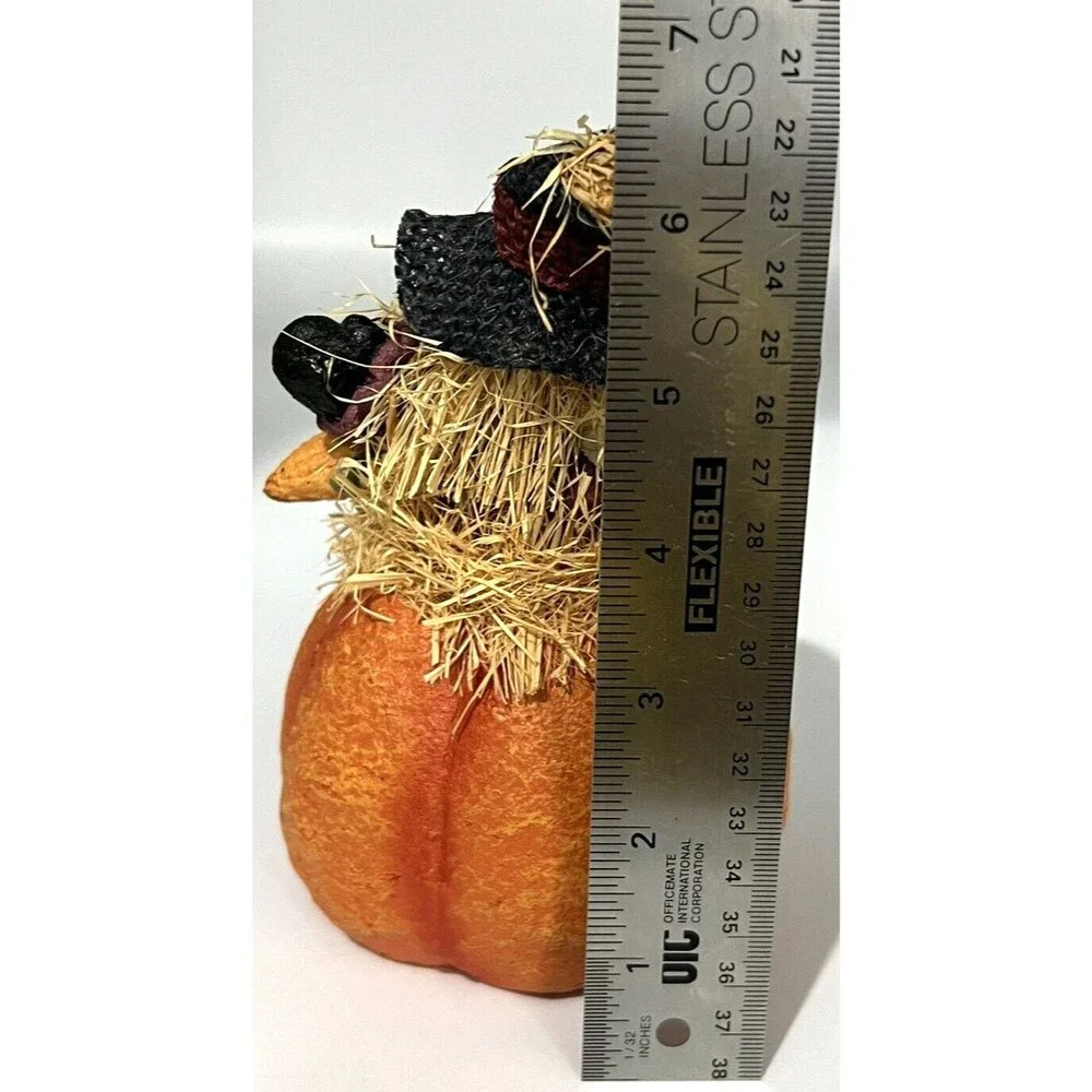 Scarecrow Pumpkin Figurine Eerie Alley Fall Halloween Thanksgiving Decor 6.5